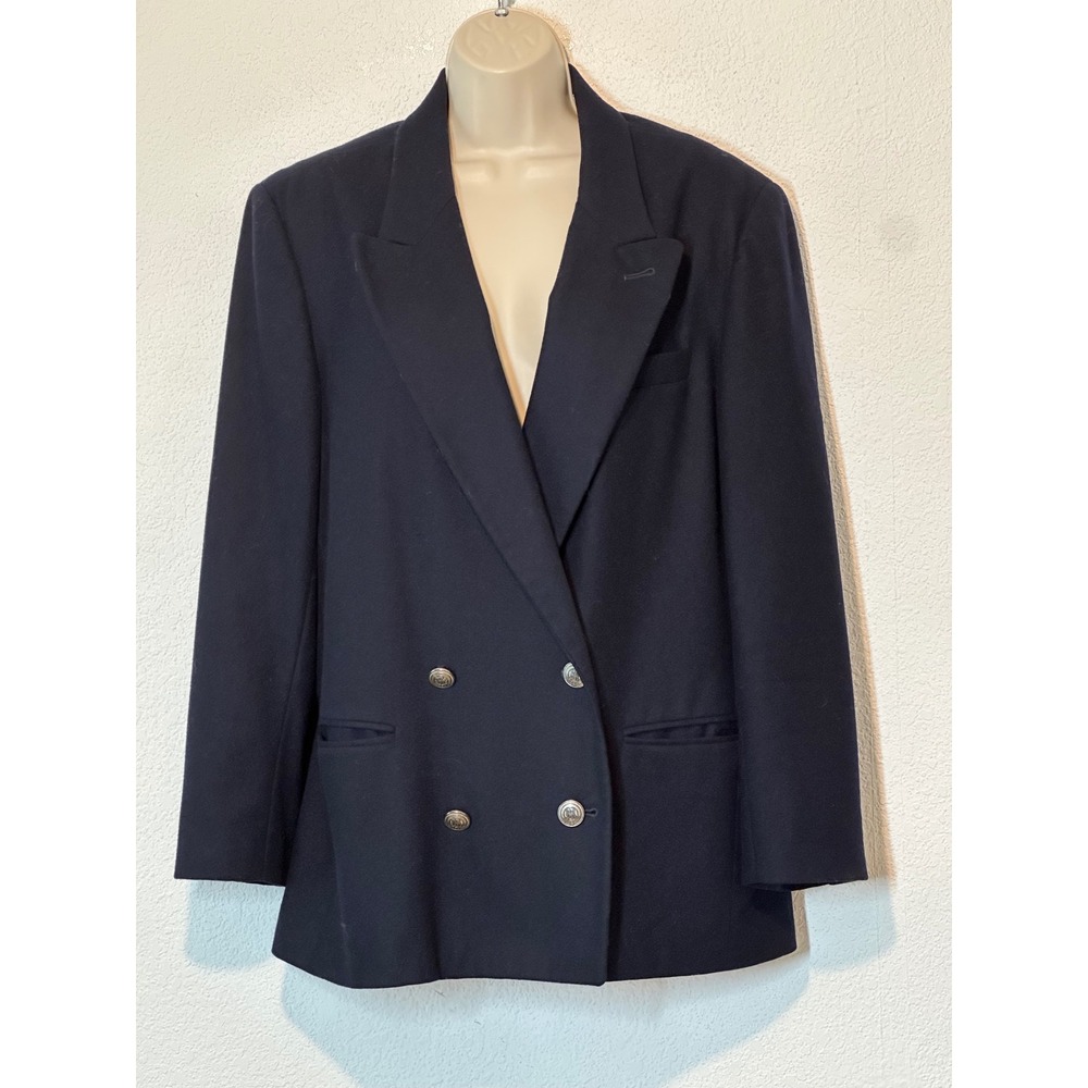 Banana Republic Vintage Navy Blue 100% Wool Double Breasted Blazer Made in Italy